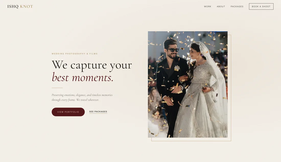 ISHQ Knot wedding photography homepage: We capture your best moments